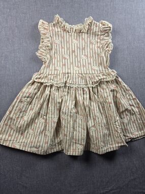 Hello Kitty Cream & Pink Ruffle Trim Dress
